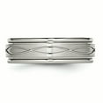thumbnail image 3 of Acier Inoxydable Poli Brossé Croisé Conception 7mm Ridged-Edge Bande Anneau 10 Taille, 3 of 6