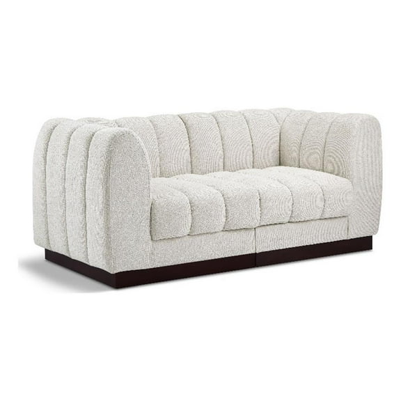Pemberly Row 2-Piece Contemporary Fabric Modular Sofa in Cream