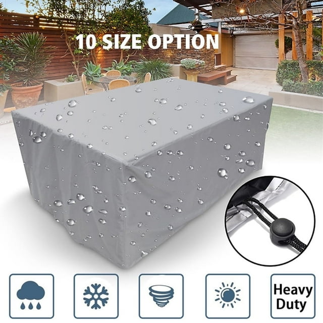 DEBGFS Rectangular Patio Table Cover Heavy Duty Waterproof Outdoor Furniture Set Cover,silver,98" x 98" x 35"