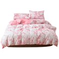 thumbnail image 1 of Juego de 3 uds. De funda de edredón veteado de poliéster, funda de almohada, juego de cama tamaño doble europeo (rosa), 1 of 8