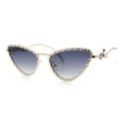thumbnail image 4 of Womens Iced Out Bling Rhinestone Cat Eye Metal Rim Star Arm Sunglasses Gold - Smoke, 4 of 8