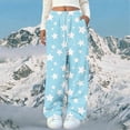 thumbnail image 3 of Stamzod Winter Fleece Lounge Pants Women Thick Warm Elastic Waist Pajama Bottoms with Pocket Nightwear Winter Clothing for Women Sky Blue D XXL, 3 of 4