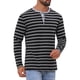 thumbnail image 4 of Camisetas Henley de Rayas de Colores Contrastantes de Manga Larga Casual para Hombre 2XL Negra, 4 of 6