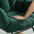 thumbnail image 4 of Glider Chair, Tufted Rocking Chair with Sturdy Metal Frame, Upholstered Teddy Fabric Accent Chair for Living Room or Bedroom, Ergonomic High Back and Armrest Design, Green, 4 of 8