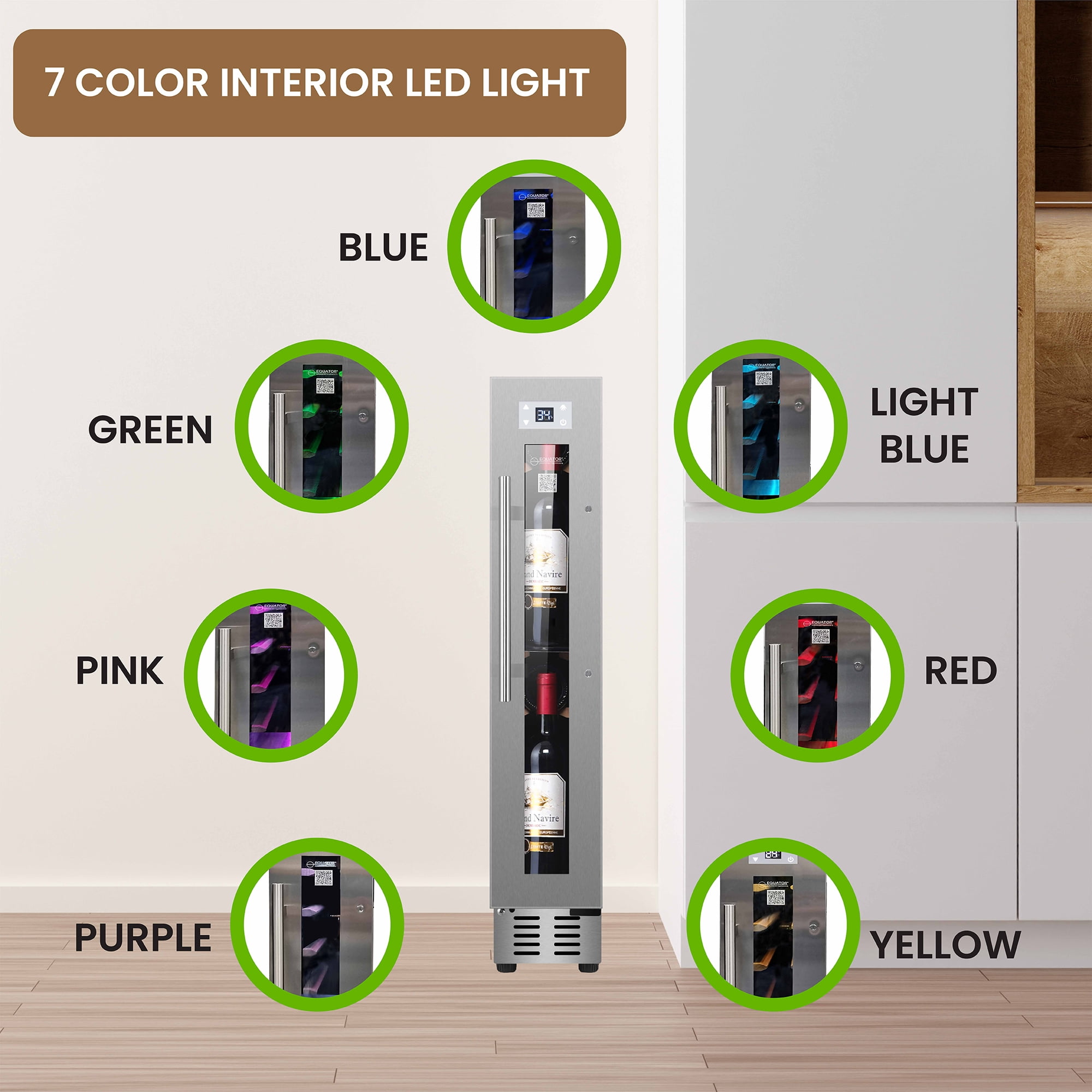 9 bottle Built-in/Freestanding Wine Ref with 7 color LED Lights
