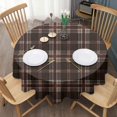 thumbnail image 3 of Brown Beige Checkerboard Checkered Pattern Round Tablecloth 60"x60",Wrinkle Wipeable Table Cloth for Kitchen Dining Room Picnic Patio Party, 3 of 6