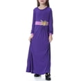 thumbnail image 5 of Girls Long Sleeve Crew Neck Dress, Solid Color Maxi Dress for Kids, Comfortable Everyday Casual Wear, Loose Fit Stretchy Dress for School and Play Purple XL, 5 of 8