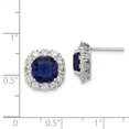 thumbnail image 2 of 925 Sterling Silver Blue Glass Cubic Zirconia Cz Stud Earrings Ball Button, 2 of 6