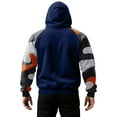 thumbnail image 5 of Men Hooded Pullover Sweatshirt Long Sleeve Raglan Camouflage Print Casual Drawstring Hoodie Kangaroo Pocket Top Dark Blue L, 5 of 5