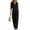 Black, variant on MexChoioe Womens Solid Color Lapel Button Jumpsuits 5 Sleeve Elastic Waist Pocket Wide Leg One Piece Outfits