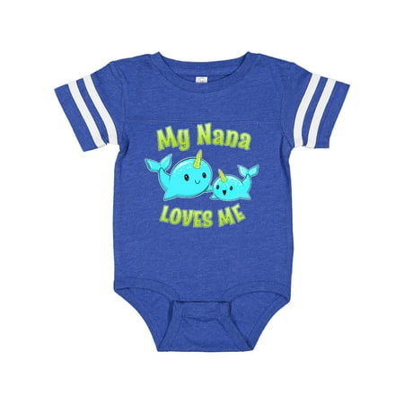 

Inktastic My Nana loves me- cute narwhal Gift Baby Boy or Baby Girl Bodysuit
