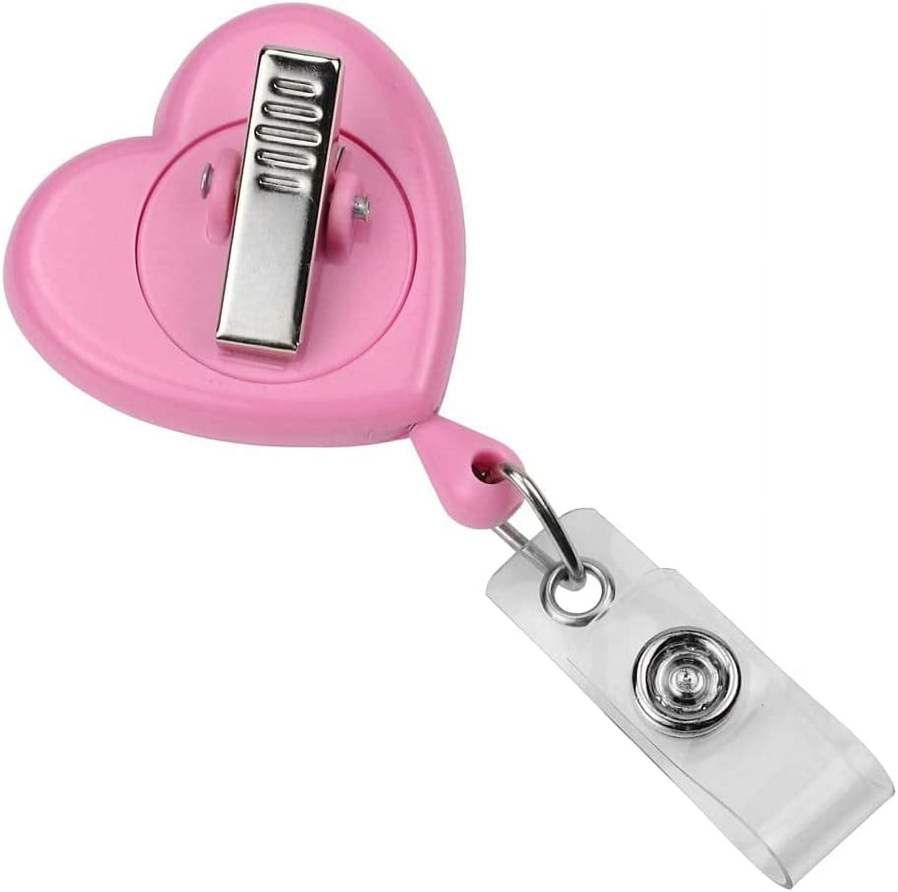 Bulk 100 Pack - Heart Shaped Retractable Badge Reel with