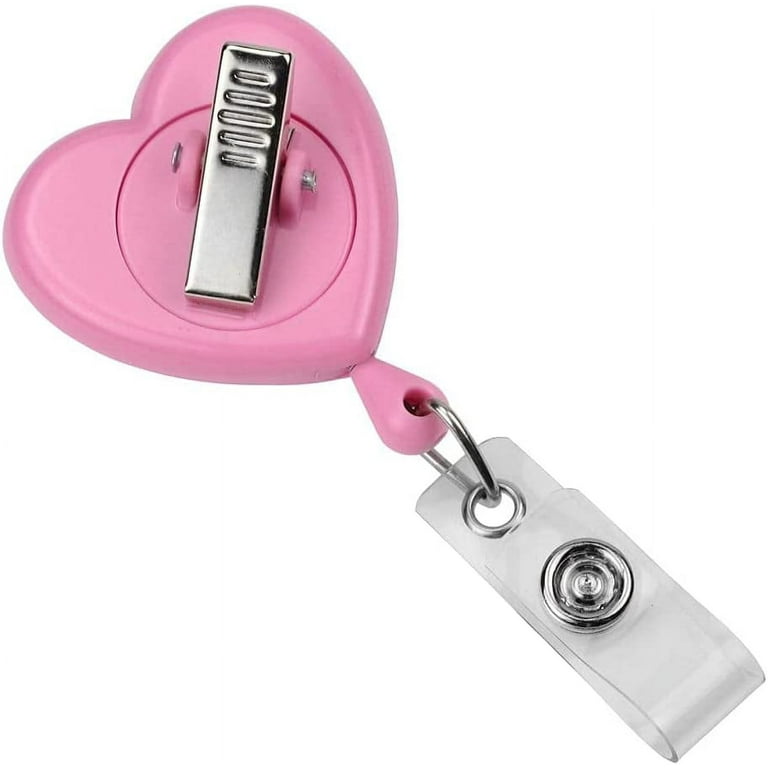 Bulk 100 Pack - Heart Shaped Retractable Badge Reel with Rotating Swivel  Spring Clip - Cute Heavy Duty Name Tag Reels for Nurses, Pediatrics,  Teachers, EKG and More by Specialist ID (Pink) 