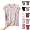 thumbnail image 2 of Fengactive Womens Polka Dot Lounge Top Crew Neck Flutter Sleeve Relaxed Fit Sleepwear Shirt, 2 of 5
