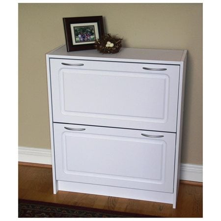 Entryway White Finish Deluxe 2 Doors Double Shoe Cabinet Walmart