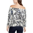 thumbnail image 2 of Rachel Rachel Roy Womens Printed Off-The-Shoulder Pullover Top White XS, 2 of 2