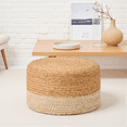 thumbnail image 3 of Tcbosik 15.7" Ottoman, Handweave Natural Seagrass Footrest, Footstool for Bedroom, Living Room, Natural+White, 3 of 7