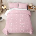 thumbnail image 2 of Erosebridal Princess Pink Ribbon Twin Quilt Set for Girl, Kawaii Cartoon Twin Coverlet Set, 2pcs, 2 of 7