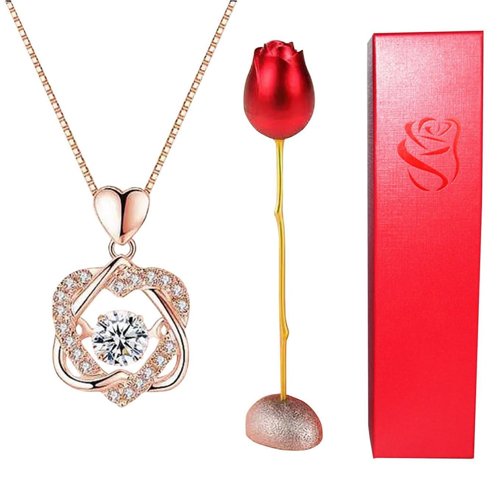 Women Fashion Rose Flower Charm Necklace Pendant Rose Gold Silver Jewelry G BJ