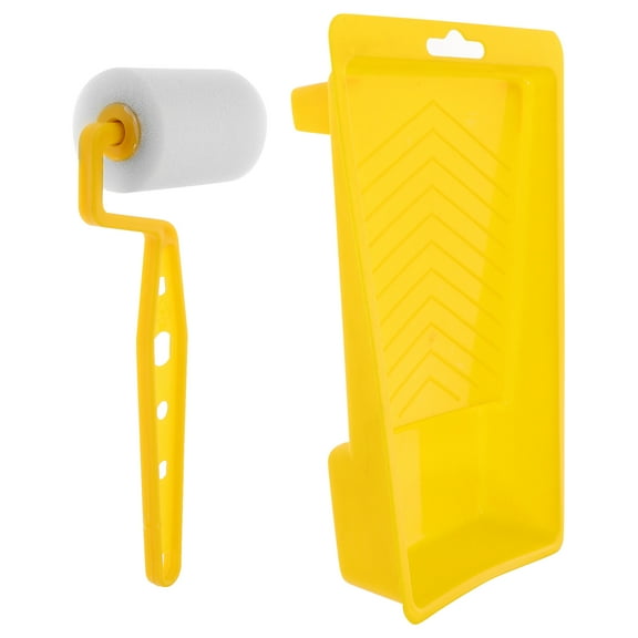 HONMEET 4-Piece Nylon Paint Roller Kit for Home Improvement and Interior Decoration, Yellow Handles, Smooth Finish