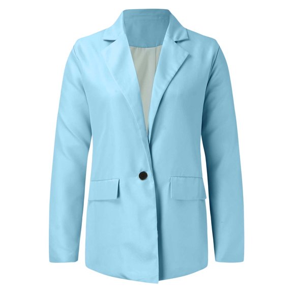 Vedolay Tops for Women Casual Suit Jackets for Women Casual Blazer Professional Work Suit Jacket with Pockets,Sky Blue XL