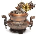 thumbnail image 2 of Alloy Incense Burner Double Dragon Style Hollow Cap Censer Cone Holder Decor, 2 of 5