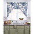 thumbnail image 2 of Navy Blue Coral Coastal Kitchen Curtains Swag Valance for Windows/Bathroom/Cafe, Summer Beach Starfish Nautical Rod Pocket Drape Panel Swag Curtain Valance for Bedroom/Living Room 55''x36'', 2 of 6