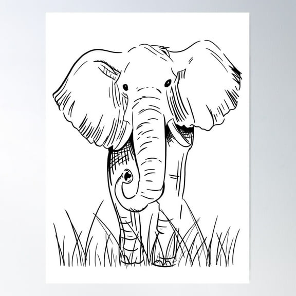 Elephant Sketch Poster Wall Art, Modern Wall Decor For Living Room Bedroom, 8x12 UNFRAMED