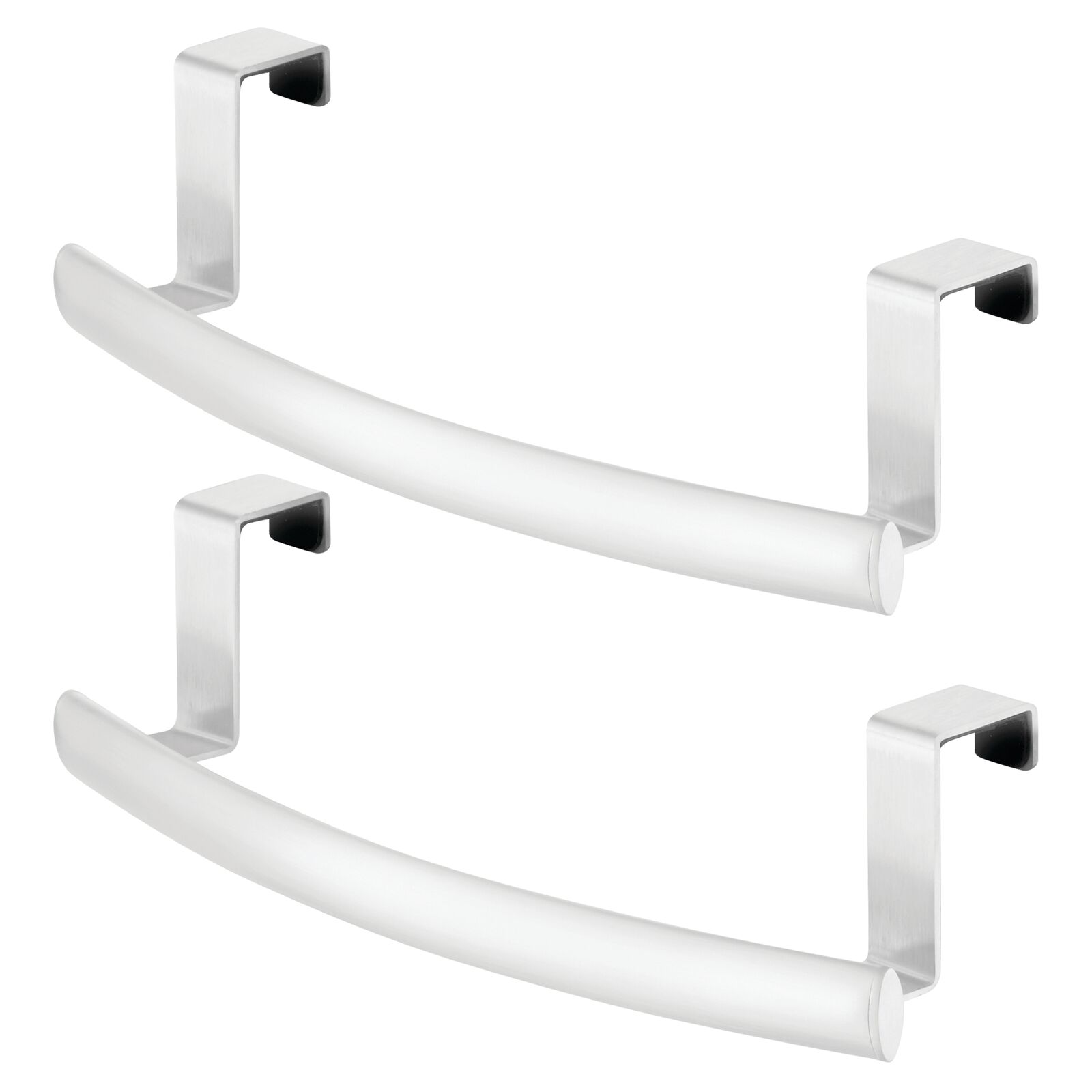 mDesign Steel Over Door Curved Towel Bar Storage, Hanger for or Cupboard, Holder Rack