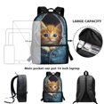 thumbnail image 4 of Jeiento Kawaii Cat School Bag Backpack Elementary School Bookbag for Girls with Lunch Box Pencil Case 3 In 1 Set Primary Schoolbag Book Back Packs for Kids Back to School, 4 of 7