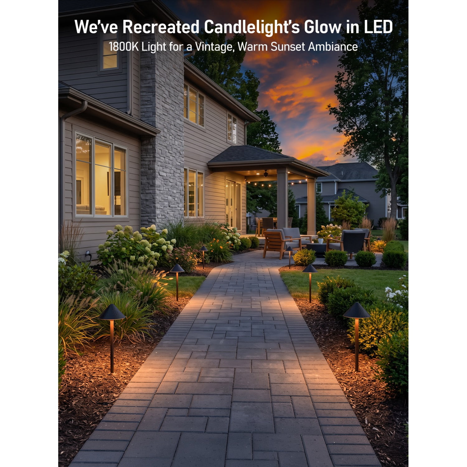 12 Pack 12-24V AC/DC 3W LED Landscape Lights, IP65 Waterproof Pathway Lights, CRI90, ETL Certified, Gold Edged Black Aluminum Housing, 1800K/2700K/3000K/4000K/5000K Selectable