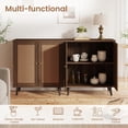 thumbnail image 6 of MELLCOM Buffet Cabinet, Kitchen Storage Cabinet, Sideboard Buffet Cabinet with Storage, with Rattan Decorated Doors and Solid Wood Feet, Natural, 6 of 7