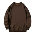 thumbnail image 3 of ZRGHAOYLQ Big and Tall Men's Cotton Sweatshirt Warm Fleece Pullover Casual Long Sleeve Tops Comfort Soft Crewneck Sweatshirts Loose Fit Fall Winter Sweaters Brown XXXXL, 3 of 5