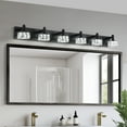 thumbnail image 2 of Modern 6-Light Matte Black LED Vanity Light Fixture with Crystal Glass Shades, Bathroom Wall Sconce for Elegant and Contemporary Home Decor, 2 of 9