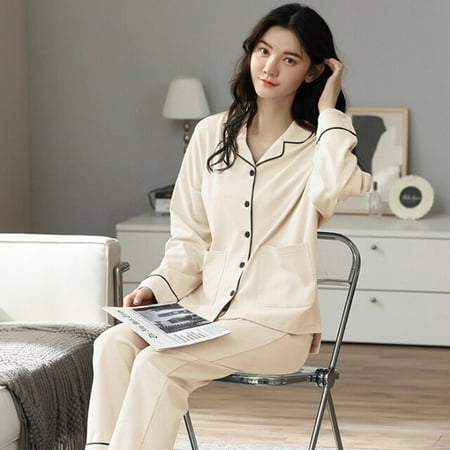 

CoCopeaunt 100% Cotton Pajama For Women Winter Soild Pink Pijamas Feminino Warm Sleepwear White PJ Fashion Pure Cotton Pyjama Femme