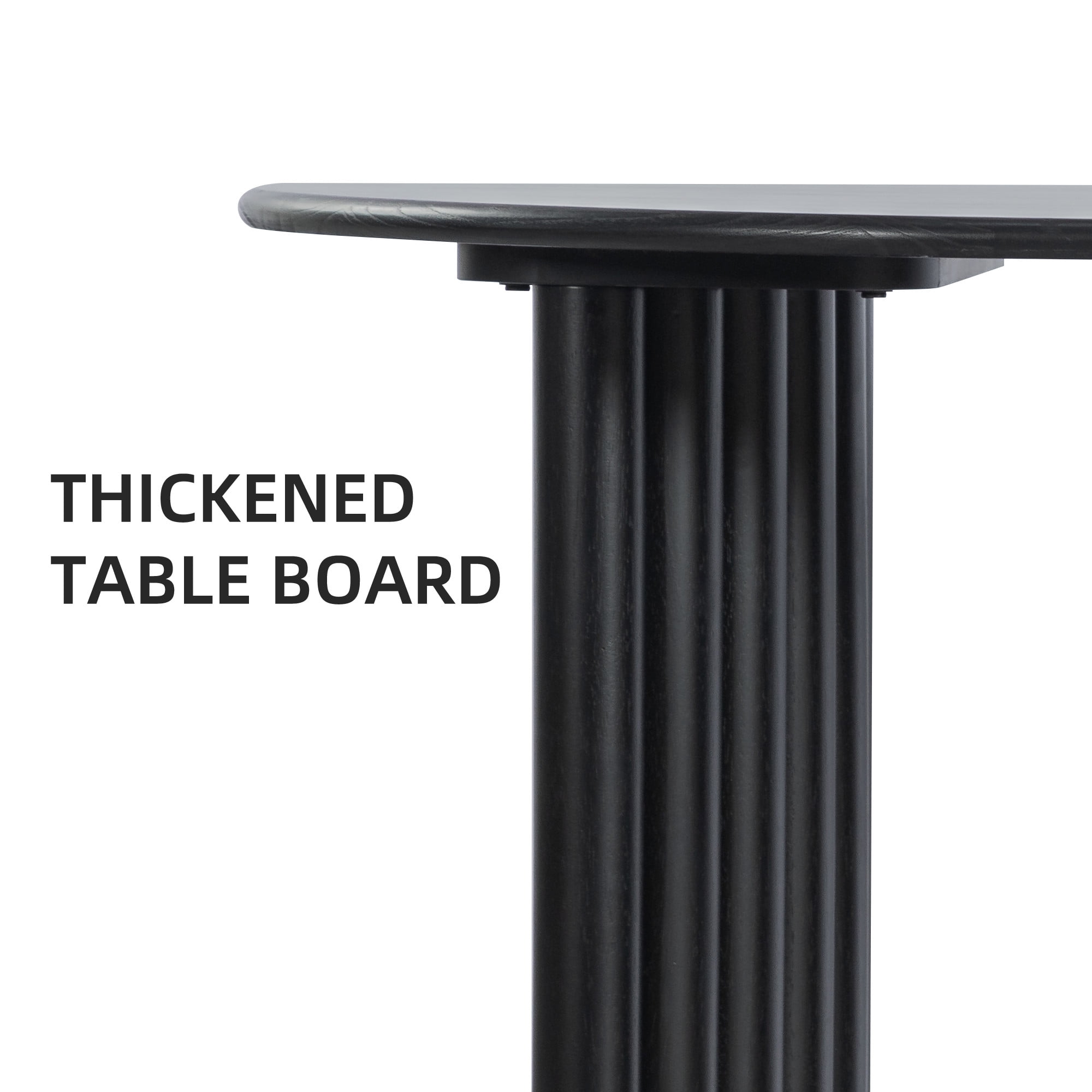 MAYEERTY Modern 67*33.5*30" Oval Black Dining Table with Arc - shaped Fine - Striped Legs, Seats 6