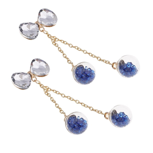 1 Par Borla con Botones Flatback Cristal Scrapbooking de Piedras Naturales azul real