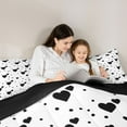 thumbnail image 4 of Feelyou Romantic Love Heart Bedding Comforter Set 7pcs, White Black King Bedding Sets, Teesn Kids Girls Women Reversible Bed Sheets, Lightweight Room Decor, 4 of 7