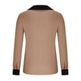 thumbnail image 5 of Ltctricy Blouses for Women Business Casual Long Sleeve V Neck Collared Color Block Pleated Tunic Tops Loose Work Shirts(Coffee,Large), 5 of 7