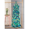 thumbnail image 5 of LA LEELA Women's A-Line Maxi Smocked Top Frill Dress Long Sleeveless Casual Tube Dresses for Women S-M Leaves, Blue, 5 of 5