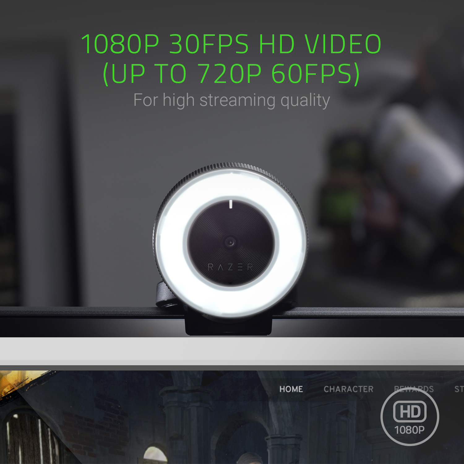 Razer Kiyo Streaming Webcam, Full HD, Auto Focus, Ring Light with Adjustable Brightness, Black - image 5 of 10