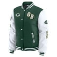 thumbnail image 2 of Women's WEAR by Erin Andrews Green Green Bay Packers Varsity Full-Snap Puffer Jacket, 2 of 6