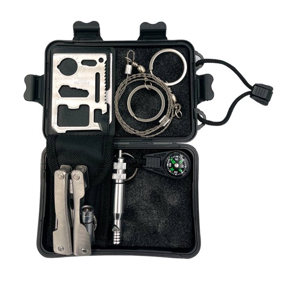 yeacher 7 in 1 SOS Kit Outdoor Emergency Equipment with Waterproof Box Outdoor Camping Survival Gear Kit