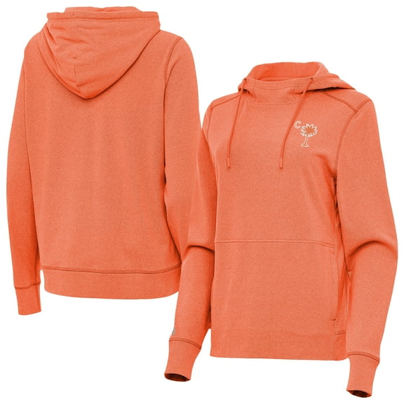Women's Antigua Heather Orange Clemson Tigers Palmetto Series Justice Pullover Hoodie