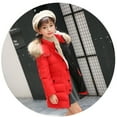 thumbnail image 6 of Efsteb Girls Winter Coats Hooded Puffer Jacket Warm Long Coat Long Sleeve Thick Puffer Coat Outwear (Red,2-3 Years), 6 of 7