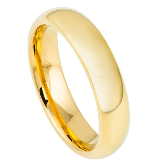 5mm Tungsten Carbide Domed Gold-Plated Shiny Polished Wedding band Ring for Men and Ladies