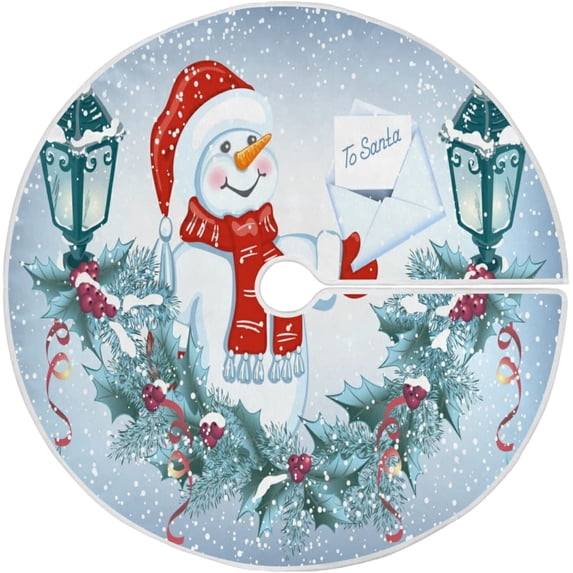 FMSHPON Christmas Snowman Xmas Christmas Tree Skirt Stand Mat for Holiday Party Decoration Indoor Outdoor 36 inches