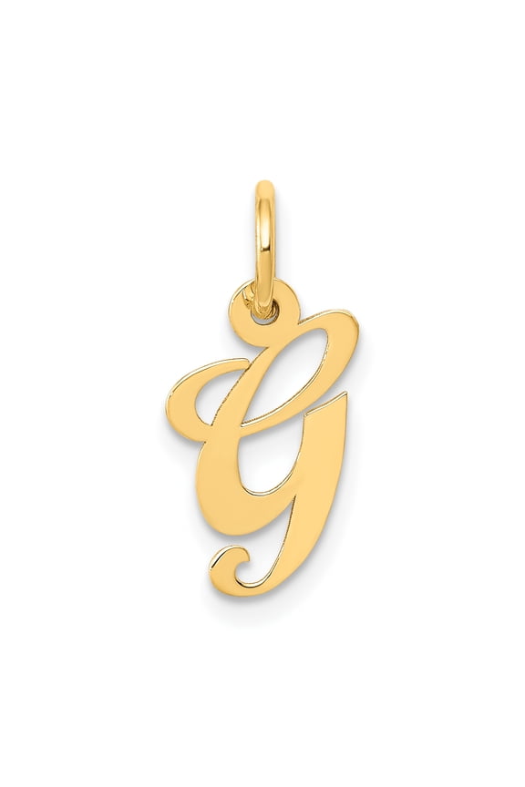 14k Yellow Gold Small Fancy Script Letter G Initial Charm Pendant