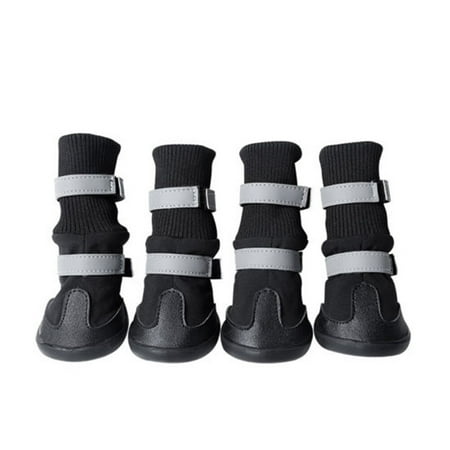 KONTONTY Anti Pet Snow Boots Protective Shoes Dog Rain Booties Size S (Black)