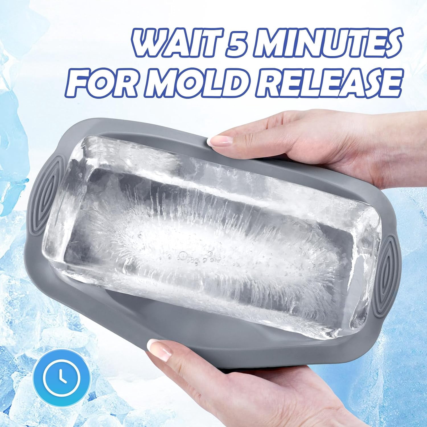 4PCS Large Ice Block Mold for Ice Bath 5LB, Reusable Silicone Ice Cube Mold for Cold Plunge Tub, Ice Bath Chiller for Ice Bath Tub, Ice Cube Tray Cold Plunge Accessories - Gray
